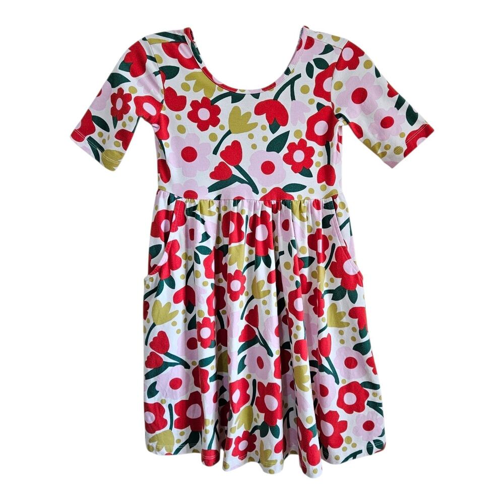 HANNA ANDERSSON Girl's EU 130 / US 8 Dress Skater Multicolor Flowers Pockets